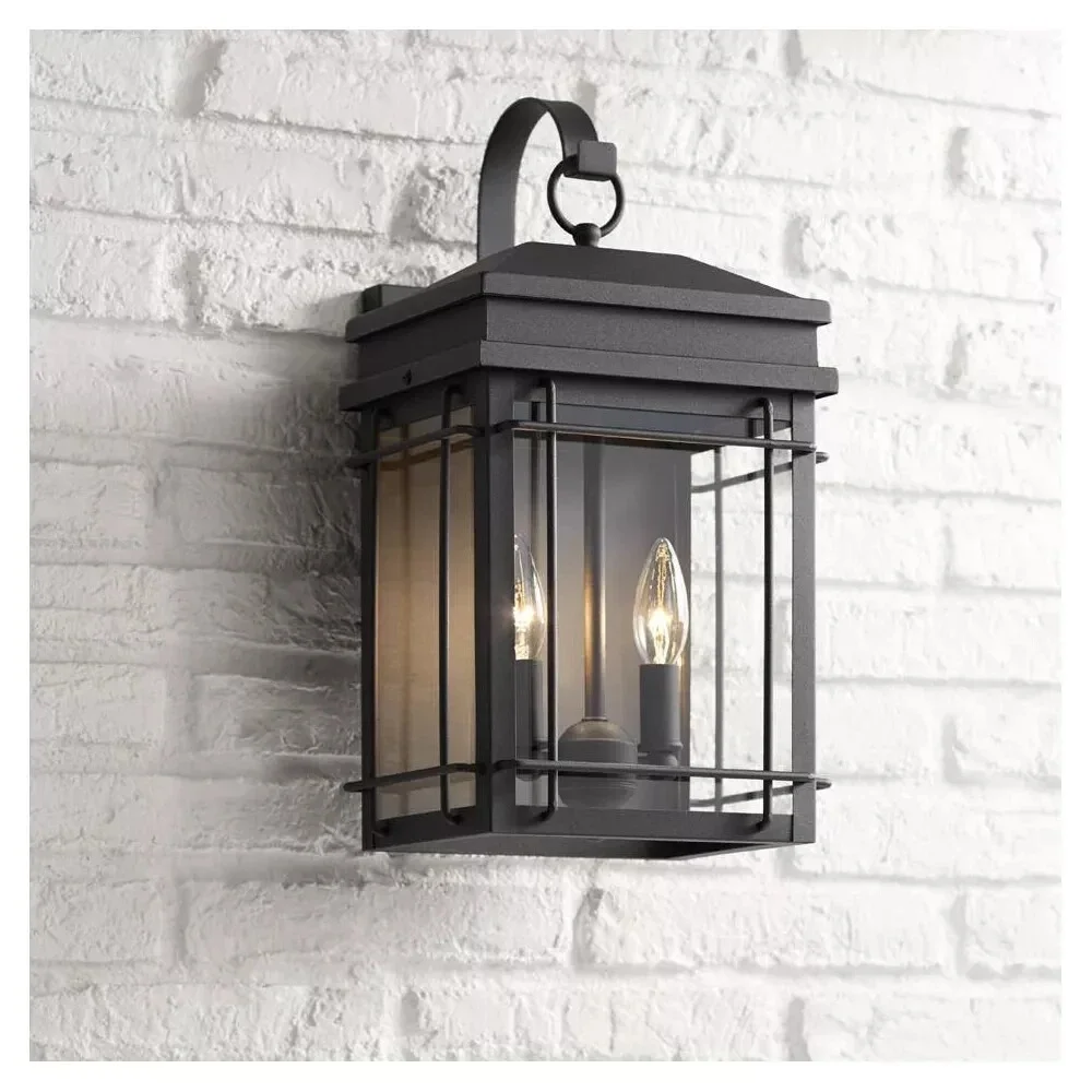 Rotherfield Vintage Outdoor Wall Light Fixture Black Lantern 2-Light 17